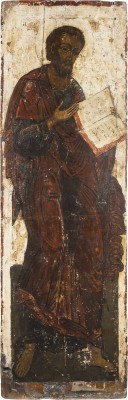 Auktion 138<br>MONUMENTALE IKONE MIT DEM APOSTEL PETRUS AUS EINER KIRCHEN-IKONOSTASE