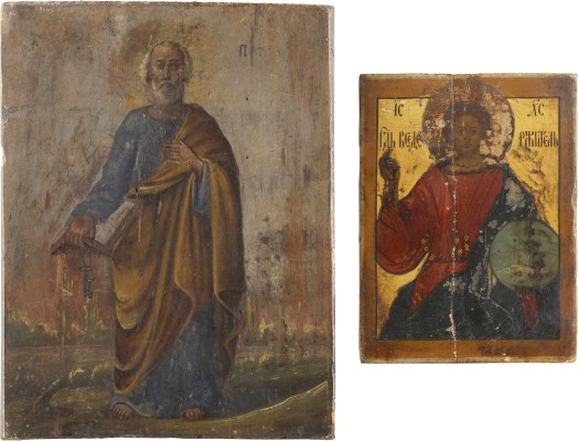 Picture ZWEI IKONEN: CHRISTUS DER WELTENHERRSCHER UND DER APOSTEL PETRUS