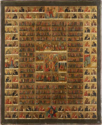 Picture GROSSFORMATIGE UND SEHR FEINE IKONE MIT DER AUFERSTEHUNG UND HÖLLENFAHRT CHRISTI, DEM PASSIONSZYKLUS, DEN ZWÖLF MONATEN UND GANDENBILDERN DER GOTTESMUTTER
