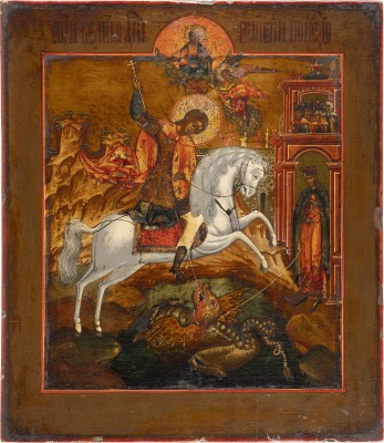 Auction 138<br>GROSSE IKONE MIT DEM HEILIGEN GEORG DEM DRACHENTÖTER