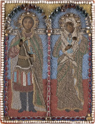 Auction 138<br>IKONE MIT DEN HEILIGEN IGOR UND MARIA MAGDALENA MIT PERL-OKLAD
