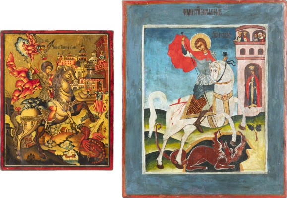 Auction 138<br>ZWEI IKONEN MIT DEM HEILIGEN GEORG DEM DRACHENTÖTER