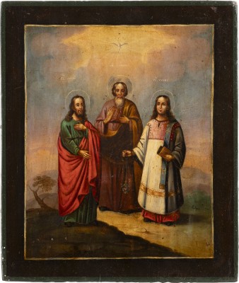 Auction 138<br>IKONE MIT DEN HEILIGEN SAMON, GURIJ UND AVIV