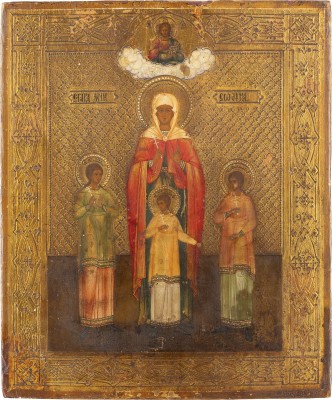 Bild IKONE MIT DER HEILIGEN SOPHIA MIT IHREN TÖCHTERN GLAUBE, LIEBE UND HOFFNUNG