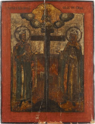 Auktion 138<br>GROSSE IKONE MIT DEN HEILIGEN KOSTANTIN UND HELENA