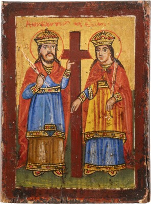 Auktion 138<br>KLEINE IKONE MIT DEN HEILIGEN KONSTANTIN UND HELENA