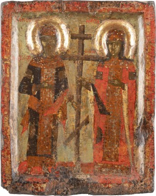 Auktion 138<br>SEHR SELTENE IKONE MIT DEN HEILIGEN KONSTANTIN UND HELENA