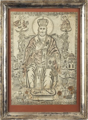 Auktion 138<br>PAPIER-IKONE: HEILIGER NIKOLAUS VON MYRA