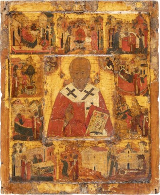 Auktion 138<br>FEINE VITA-IKONE MIT DEM HEILIGEN NIKOLAUS VON MYRA