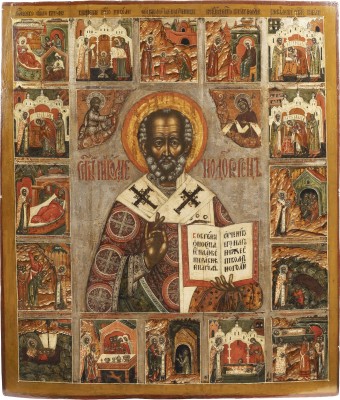 Auction 138<br>MONUMENTALE VITA-IKONE MIT DEM HEILIGEN NIKOLAUS VON MYRA