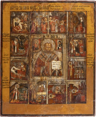 Auction 138<br>GROSSFORMATIGE VITA-IKONE MIT DEM HEILIGEN NIKOLAUS VON MYRA