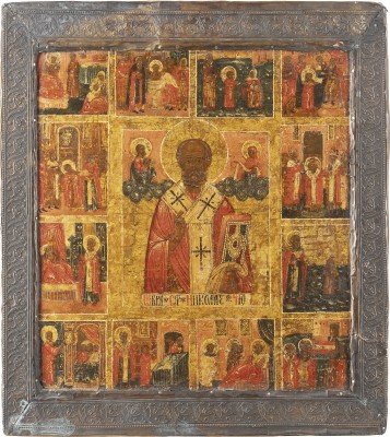 Auction 138<br>VITA-IKONE MIT DEM HEILIGEN NIKOLAUS VON MYRA MIT BASMA