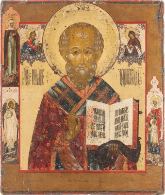 Auktion 138<br>FEINE IKONE MIT DEM HEILIGEN NIKOLAUS VON MYRA