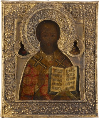 Auction 138<br>FEINE IKONE MIT DEM HEILIGEN NIKOLAUS VON MYRA MIT RIZA