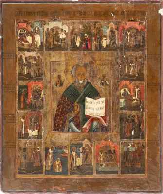 Auction 138<br>GROSSFORMATIGE VITA-IKONE MIT DEM HEILIGEN NIKOLAUS VON MYRA