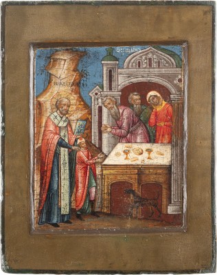 Picture KLEINE IKONE MIT EINER SZENE AUS DEM LEBEN DES HEILIGEN NIKOLAUS VON MYRA