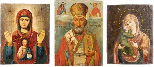 Bild DREI IKONEN: GNADENBILDERN DER GOTTESMUTTER UND HEILIGER NIKOLAUS VON MYRA