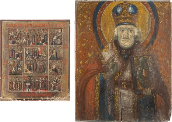 Bild ZWEI IKONEN: FESTTAGSIKONE UND HEILIGER NIKOLAUS VON MYRA
