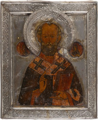Auction 138<br>IKONE MIT DEM HEILIGEN NIKOLAUS VON MYRA MIT RIZA