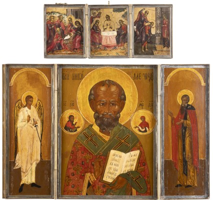 Auction 138<br>ZWEI TRIPTYCHA MIT DEM HEILIGEN NIKOLAUS VON MYRA, HEILIGEN UND HOCHFESTEN