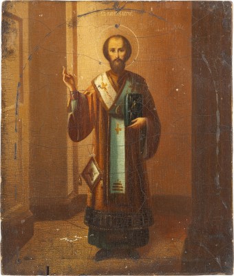 Auktion 138<br>IKONE MIT DEM HEILIGEN JOHANNES CHRYSOSTOMUS