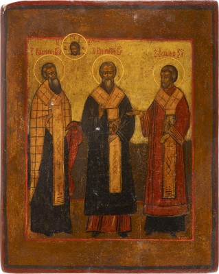 Picture IKONE MIT DEN DREI HIERARCHEN BASILIUS DEM GROSSEN, GREGOR DEM THEOLOGEN UND JOHANNES CHRYSOSTOMUS