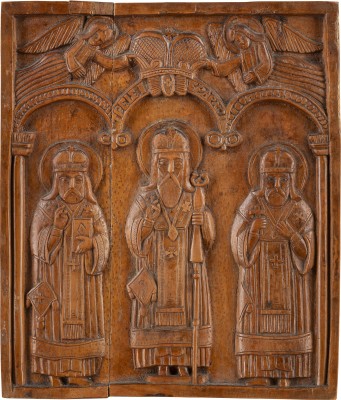 Picture KLEINE IKONE MIT DEN DREI HIERARCHEN BASILIUS DEM GROSSEN, GREGOR DEM THEOLOGEN UND BASILIUS DEM GROSSEN