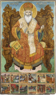 Picture MONUMENTALE IKONE MIT DEM HEILIGEN MODESTUS MIT SZENEN SEINER VITA