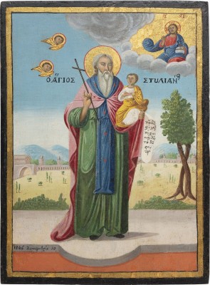 Picture DATIERTE IKONE MIT DEM HEILIGEN STYLIANOS - PATRON DER KINDER