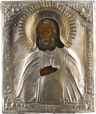 Picture IKONE MIT DEM HEILIGEN SERAFIM VON SAROW MIT OKLAD