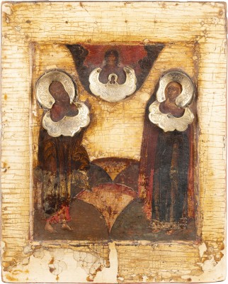 Picture IKONE MIT DER GOTTESMUTTER DES ZEICHENS (ZNAMENIE) UND ZWEI HEILIGEN