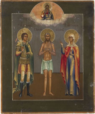 Bild IKONE MIT DEN HEILIGEN THEODOR, DEM KRIEGER, BASILIUS, DEM SEELIGEN, UND GLIKERIA