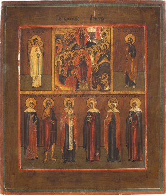 Picture MEHRFELDER-IKONE MIT DER ANASTASIS UND AUSGEWÄHLTEN HEILIGEN