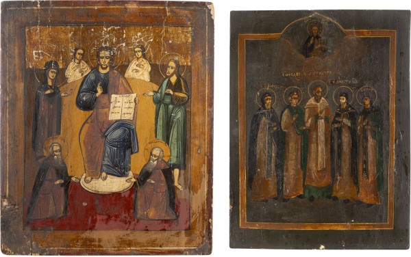 Auction 138<br>ZWEI IKONEN: ERWEITERTE DEESIS UND IKONE MIT FÜNF HEILIGEN