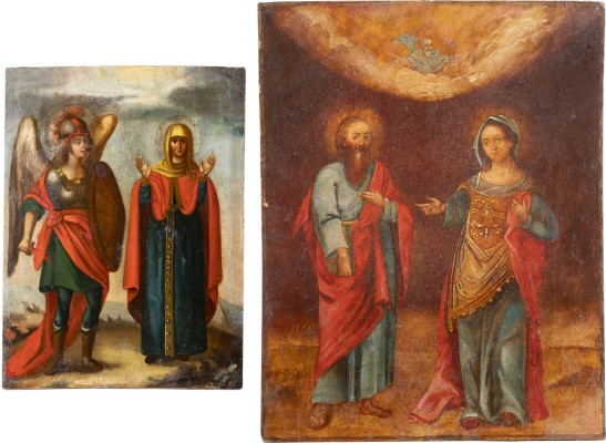 Auction 138<br>ZWEI IKONEN MIT AUSGEWÄHLTEN HEILIGEN