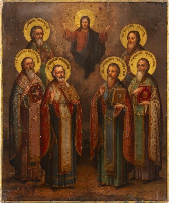 Picture PATRONATSIKONE MIT SECHS AUSGEWÄHLTEN HEILIGEN
