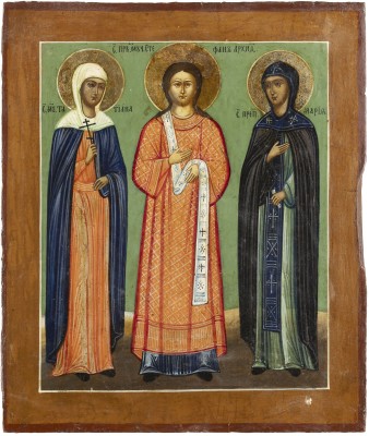 Bild IKONE MIT DEN HEILIGEN TATJANA, STEPHANUS UND MARIA