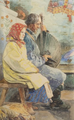 Auction 138<br>JUNGE BAUERIN MIT ROTEM KOPFTUCH UND EIN ÄLTERER MUSIKER