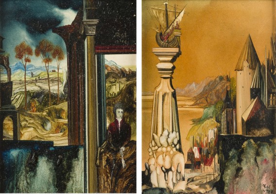 Auction 140<br>PAAR KLEINE GEMÄLDE ('DAS MONUMENT' / 'DER MORGEN NACH DEM FEST', BEIDE 1967)