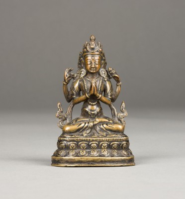 Auktion 139<br>EINE KLEINE FIGUR VON AVALOKITESHVARA SHADAKSHARI AUS BRONZE