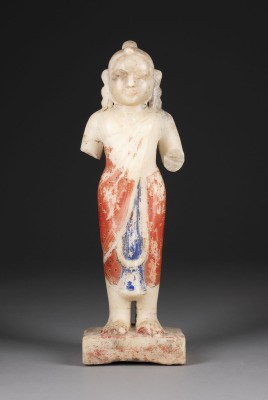 Bild EINE POLYCHROM BEMALTE FIGUR EINER INDISCHEN GOTTHEIT AUS ALABASTER