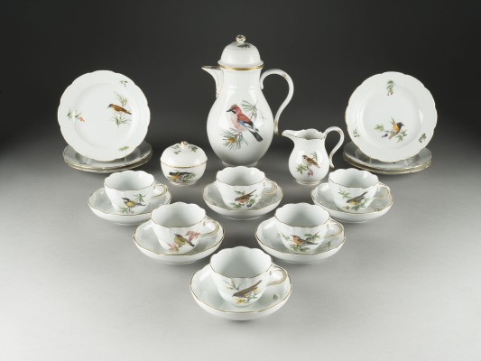 Auction 141<br>21-TEILIGES KAFFEESERVICE 'VOGELMALEREI'