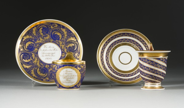 Auktion 141<br>ZWEI BIEDERMEIER-TASSEN MIT UNTERTASSEN