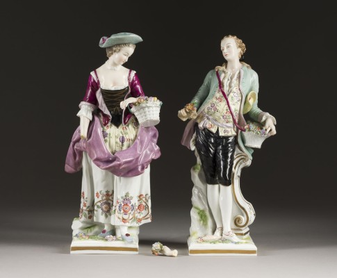 Picture DAME UND KAVALIER MIT BLUMENKÖRBEN