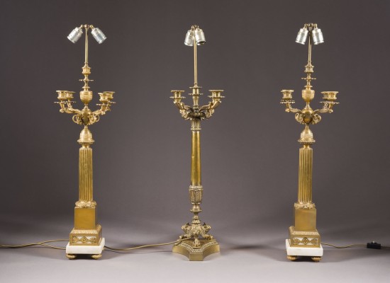 Auction 141<br>DREI KANDELABER ALS TISCHLAMPEN