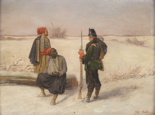 Auction 141<br>PREUßISCHER SOLDAT BEWACHT FRANZÖSISCHE KOLONIALSOLDATEN