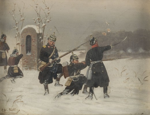 Auction 141<br>DIE PREUßISCHE INFANTERIE IN VERSCHNEITER WINTERLANDSCHAFT.