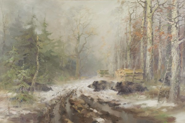 Auktion 141<br>WILDSCHWEINE IN VERSCHNEITER LANDSCHAFT