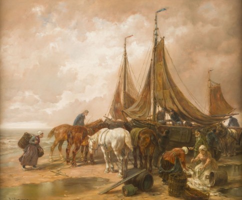 Auktion 141<br>FISCHER BEIM ENTLADEN DES FANGS AM STRAND