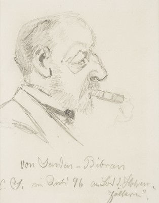 Auktion 141<br>VIER SKIZZEN: KAISER WILHELM I AN BORD HOHENZOLLERN, 1889. OFFIZIERSFIGUREN, 1889. ADMIRAL GUSTAV VON SENDEN-BIBRAN, 1896. HERRENPORTRAIT (auf Einladung zur Abendtafel an Bord der HOHENZOLLERN, 1896)